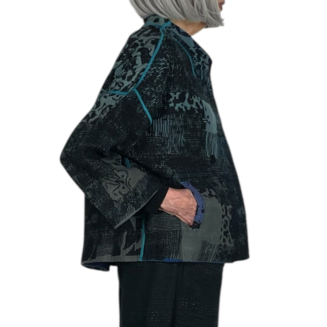 TWILIGHT PRINT STAND COLLAR CROP JACKET