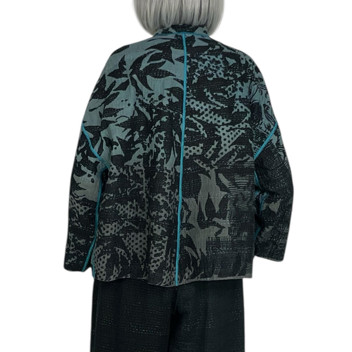 TWILIGHT PRINT STAND COLLAR CROP JACKET