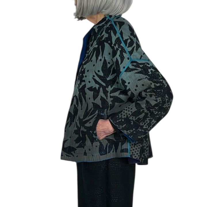 TWILIGHT PRINT STAND COLLAR CROP JACKET