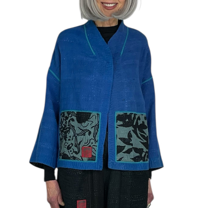 TWILIGHT PRINT STAND COLLAR CROP JACKET