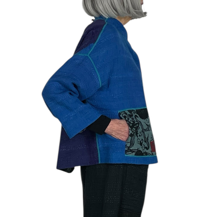 TWILIGHT PRINT STAND COLLAR CROP JACKET