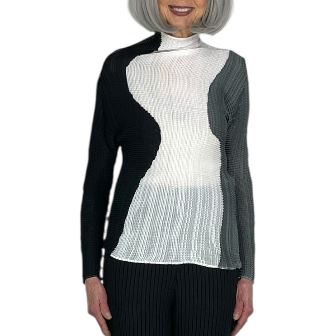 ABSTRACT TINT PLEATS L/S TOP