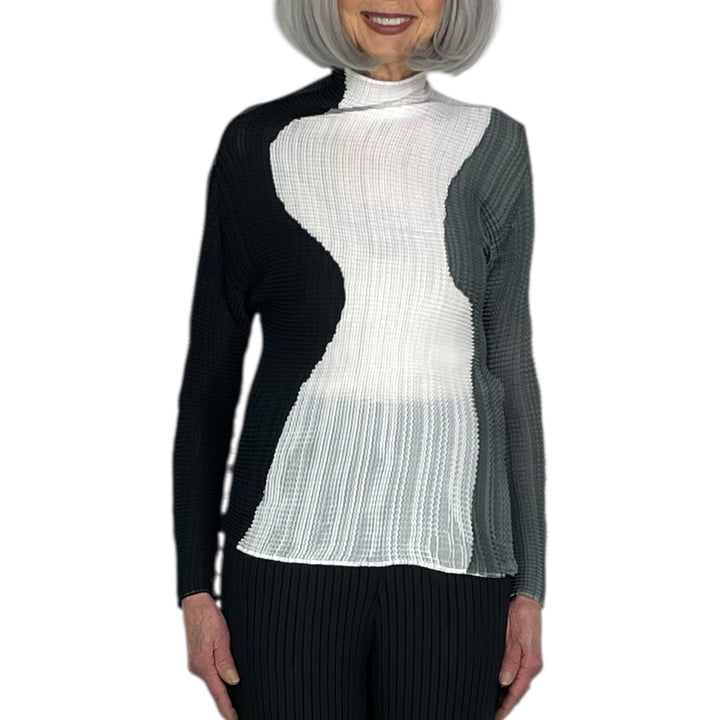 ABSTRACT TINT PLEATS L/S TOP