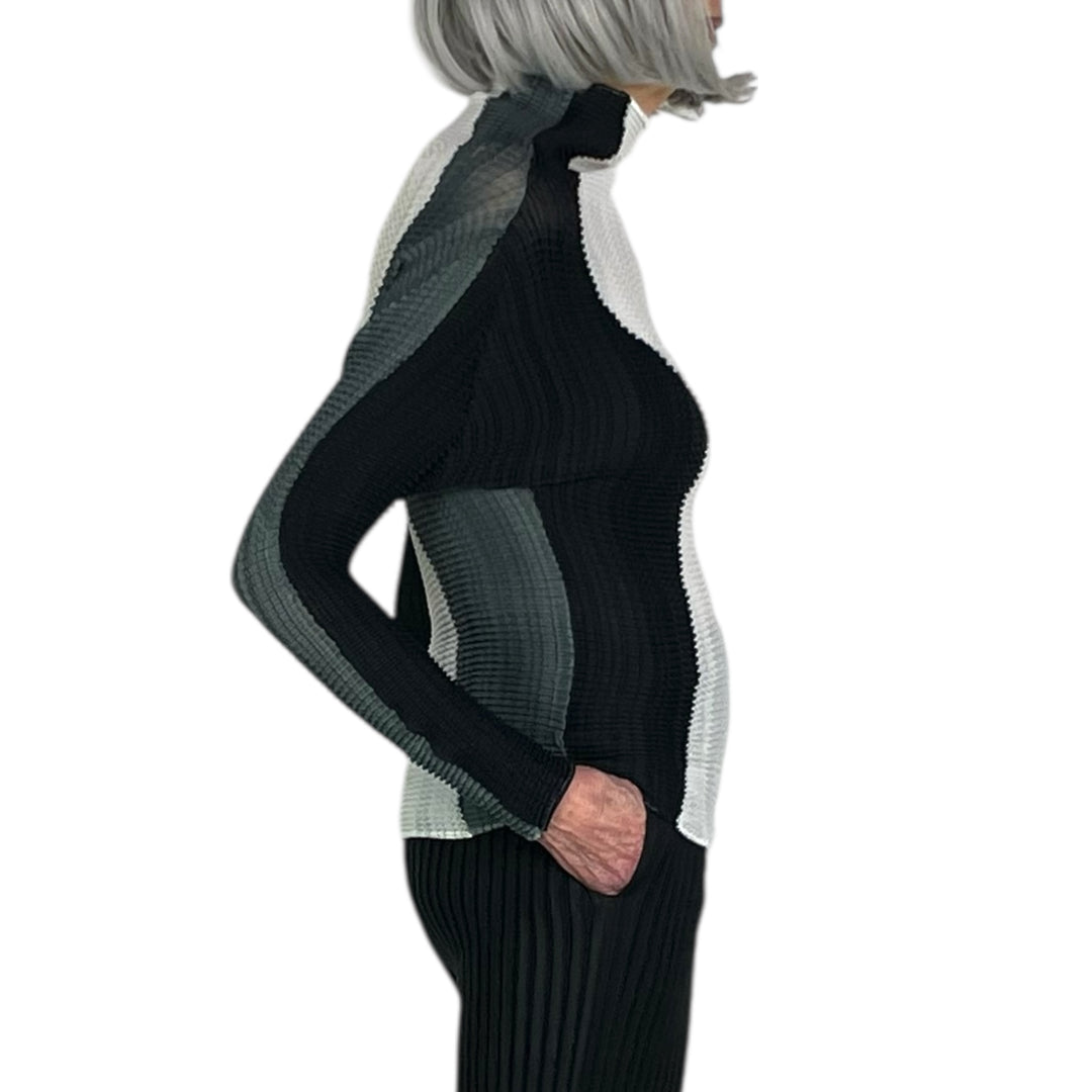 ABSTRACT TINT PLEATS L/S TOP