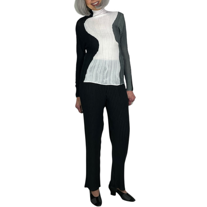 ABSTRACT TINT PLEATS L/S TOP