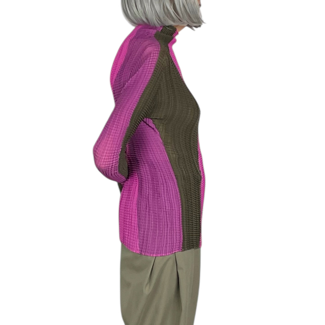 ABSTRACT TINT PLEATS L/S TOP