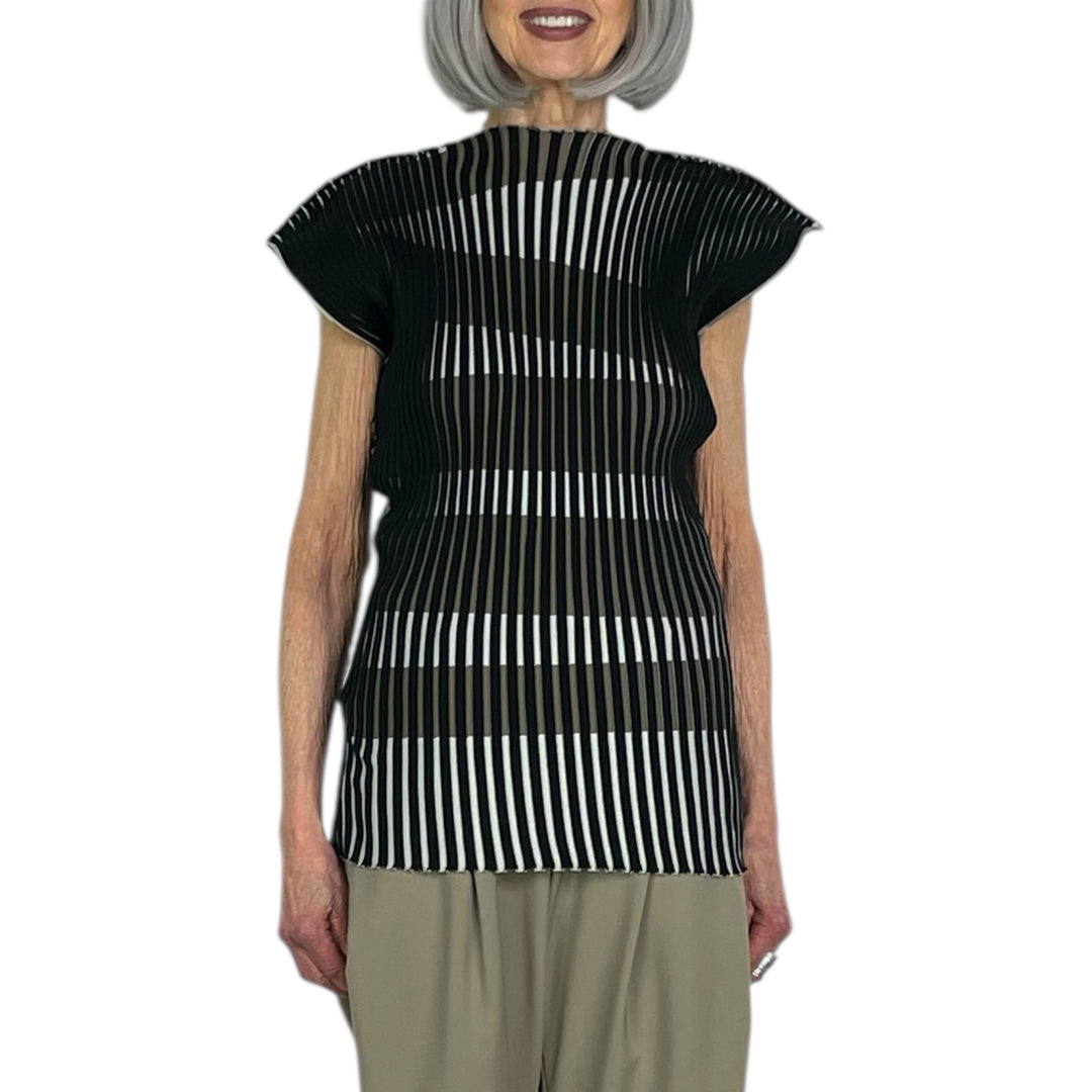 STRIPE PLATING KNIT TOP (REVERSIBLE)