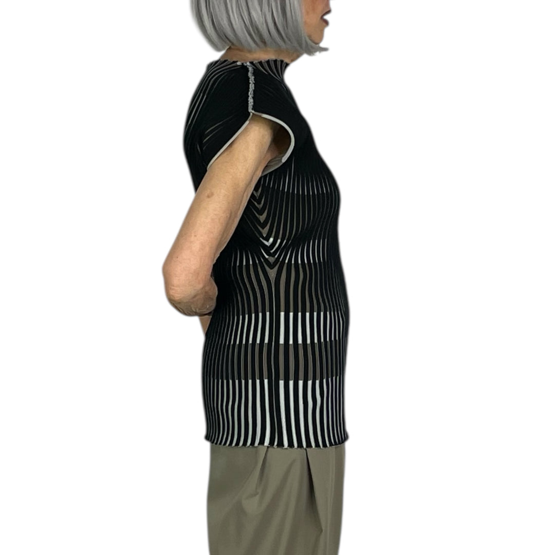 STRIPE PLATING KNIT TOP (REVERSIBLE)