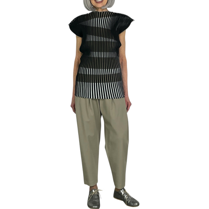 STRIPE PLATING KNIT TOP (REVERSIBLE)