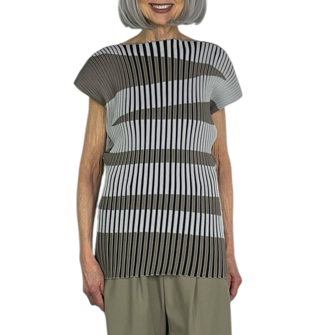 STRIPE PLATING KNIT TOP (REVERSIBLE)