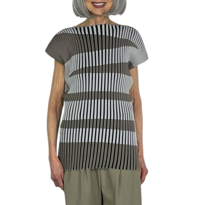 STRIPE PLATING KNIT TOP (REVERSIBLE)