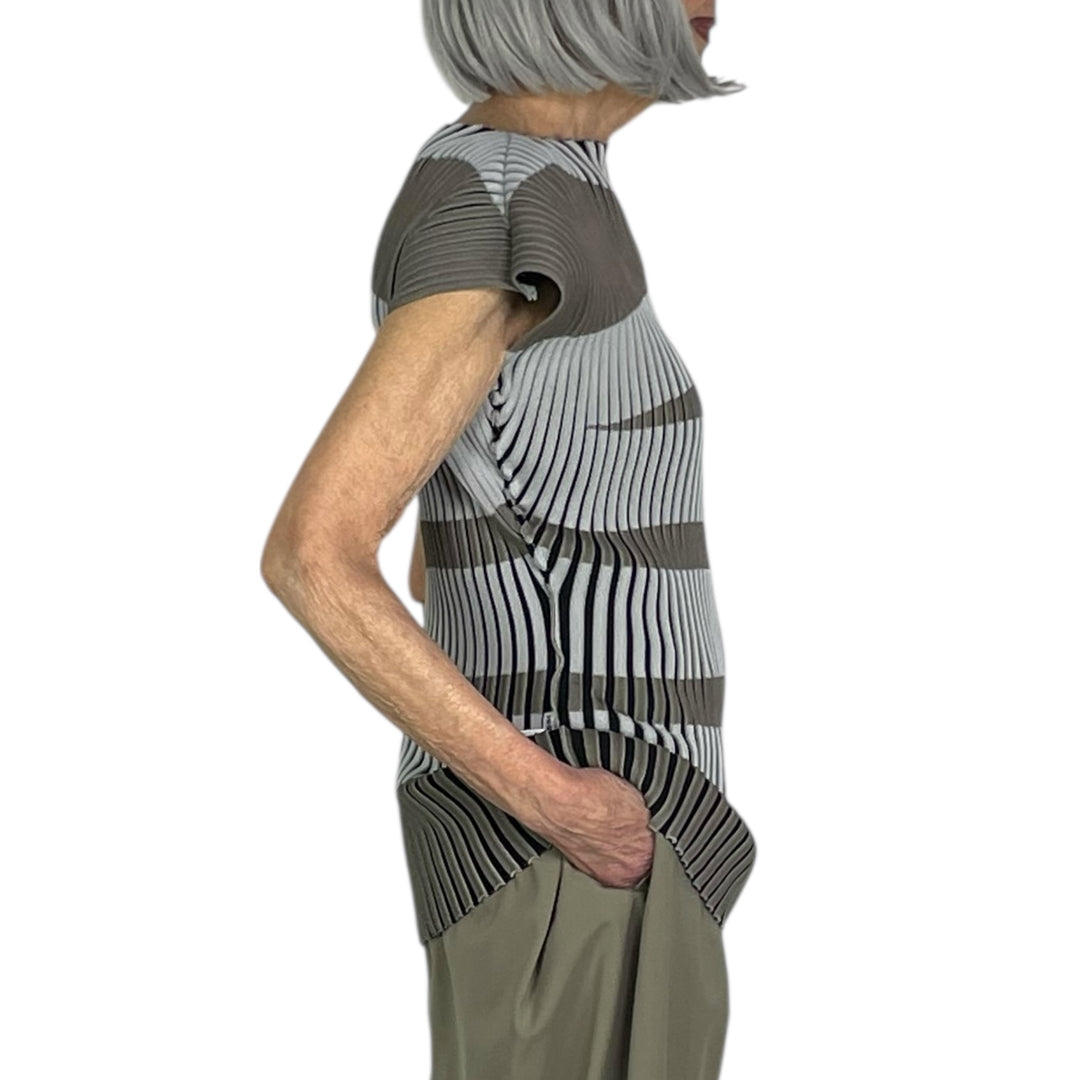 STRIPE PLATING KNIT TOP (REVERSIBLE)