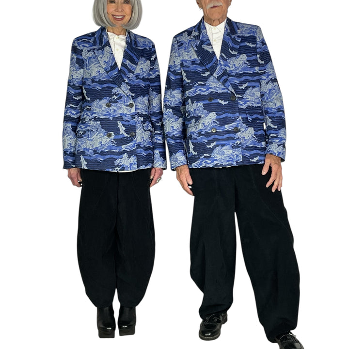 FISHES BLUE MOTIF BLAZER