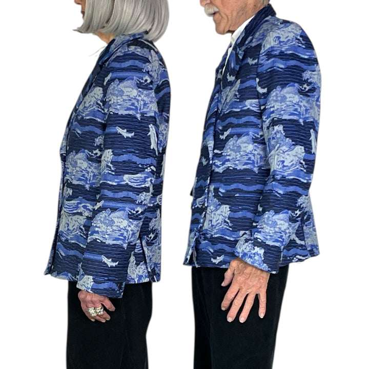 FISHES BLUE MOTIF BLAZER