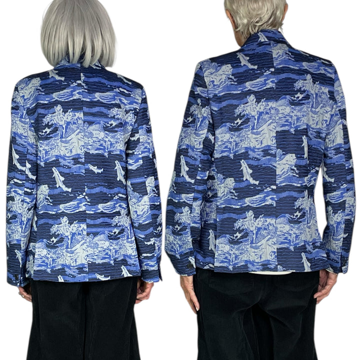 FISHES BLUE MOTIF BLAZER