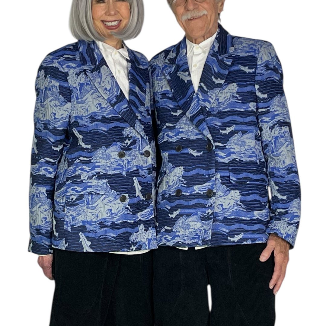 FISHES BLUE MOTIF BLAZER