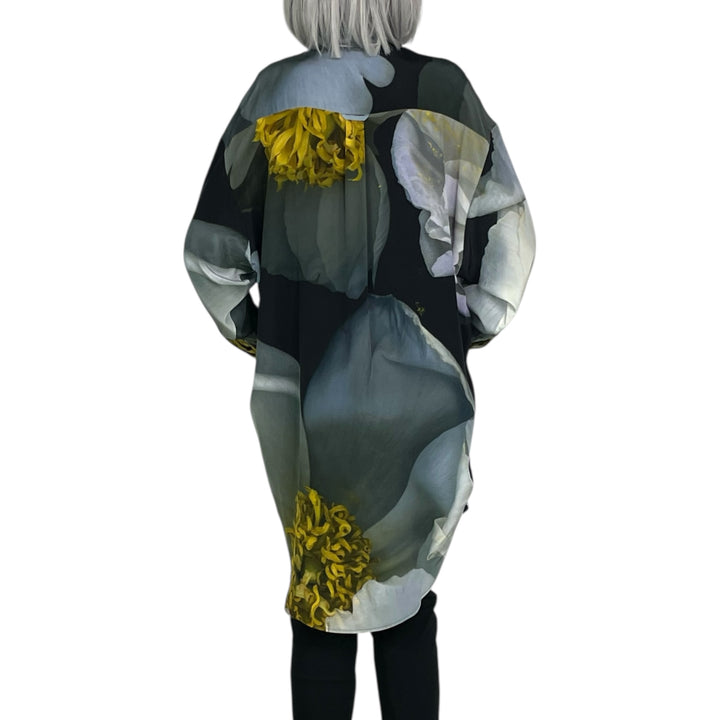 WHITE ROSE PRINT BIG SHIRT