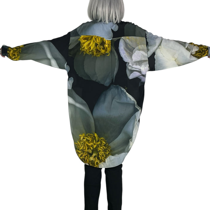 WHITE ROSE PRINT BIG SHIRT