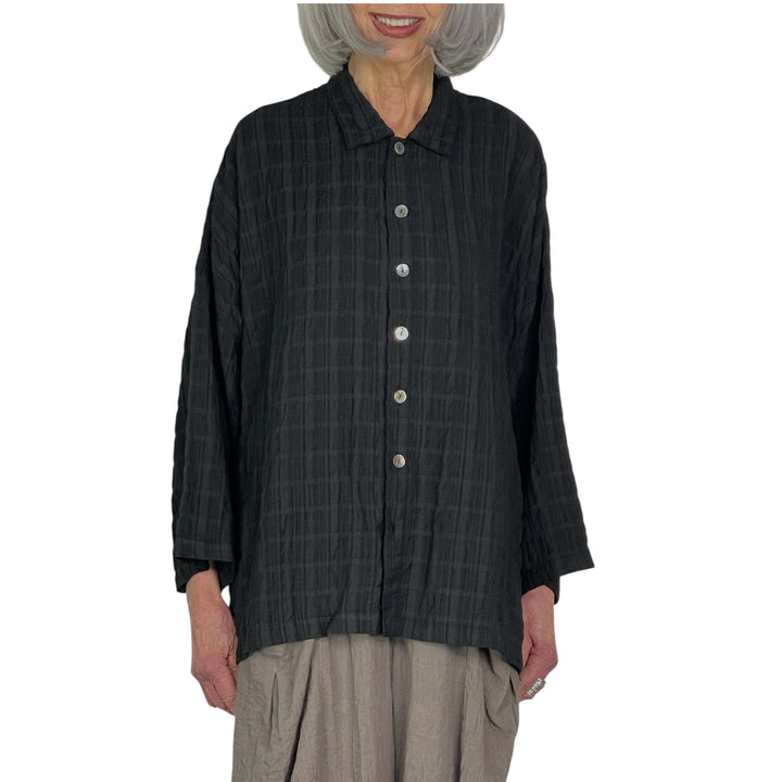 STRIPED CRINKLE BIG SHIRT