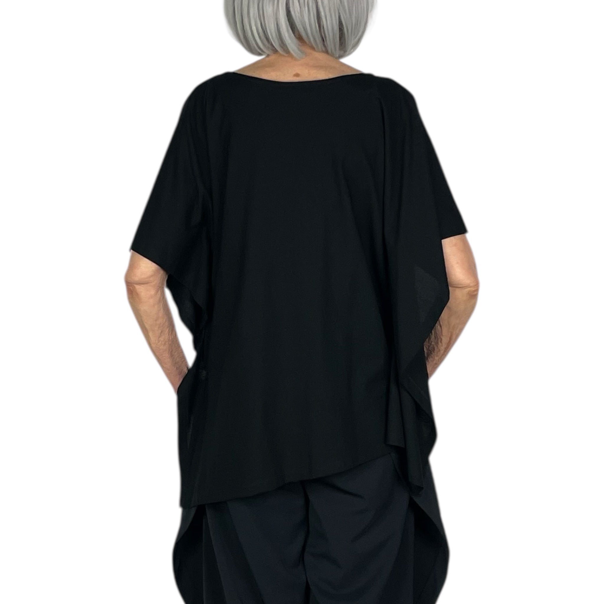 Issey Miyake 黒と青のストライプ ワイドパンツ イッセイミヤケISSEY MIYAKE ポリベルトデザインストレッチ