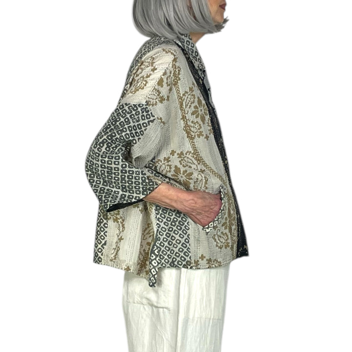 KIMONO PRINT/OMBRE CROP TENT SHIRT