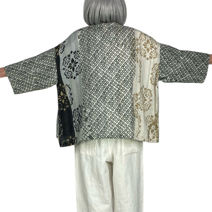 KIMONO PRINT/OMBRE CROP TENT SHIRT