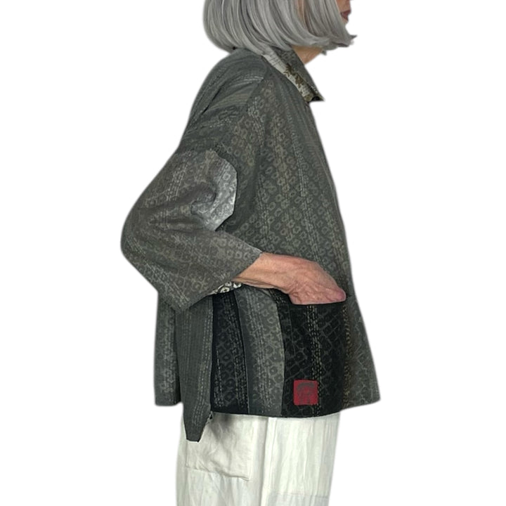 KIMONO PRINT/OMBRE CROP TENT SHIRT