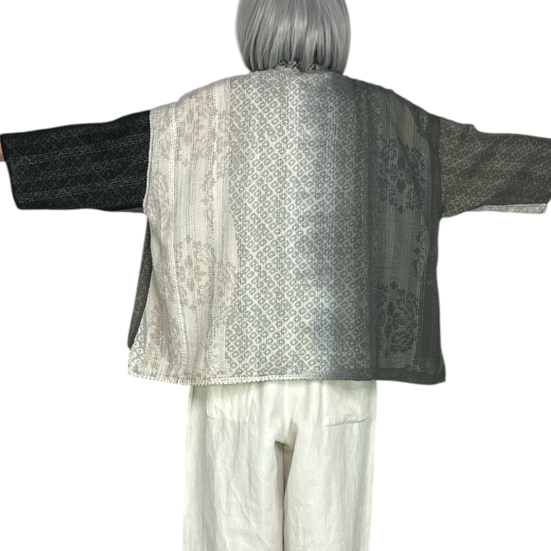 KIMONO PRINT/OMBRE CROP TENT SHIRT
