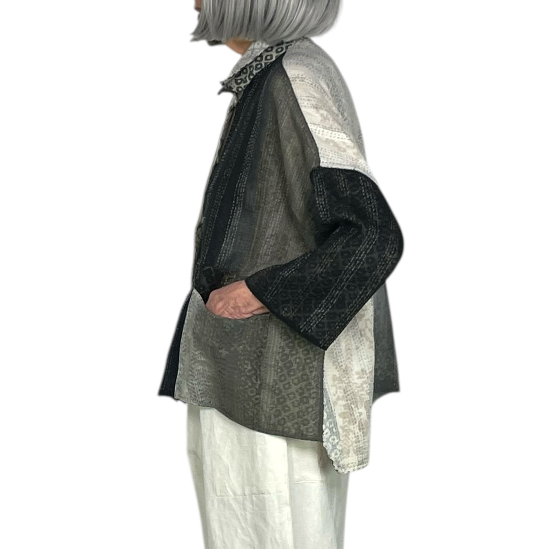 KIMONO PRINT/OMBRE CROP TENT SHIRT