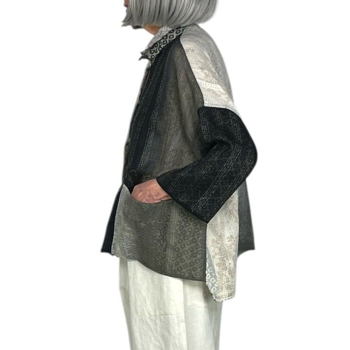 KIMONO PRINT/OMBRE CROP TENT SHIRT
