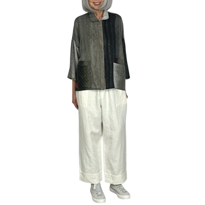 KIMONO PRINT/OMBRE CROP TENT SHIRT