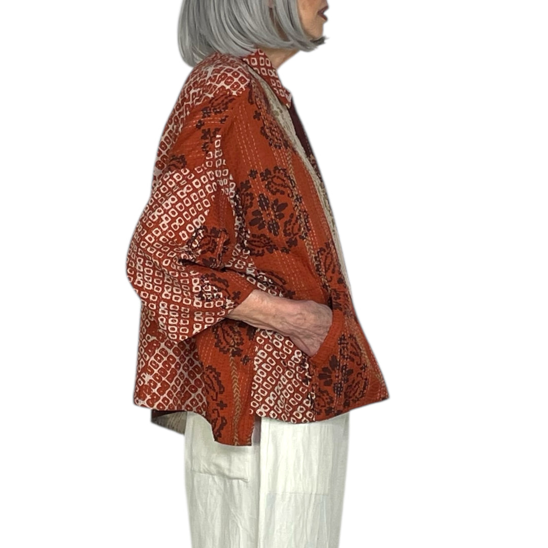 KIMONO PRINT/OMBRE CROP TENT SHIRT