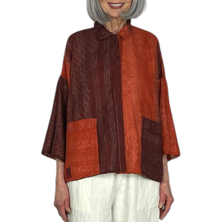KIMONO PRINT/OMBRE CROP TENT SHIRT