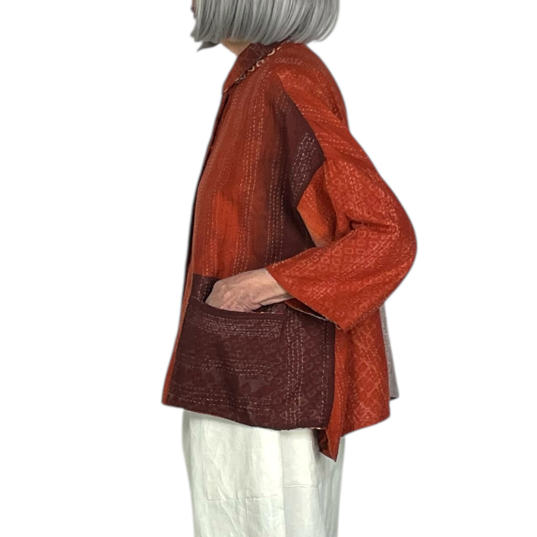 KIMONO PRINT/OMBRE CROP TENT SHIRT