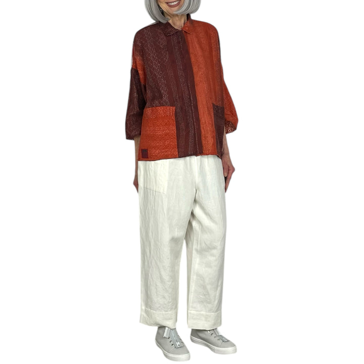 KIMONO PRINT/OMBRE CROP TENT SHIRT