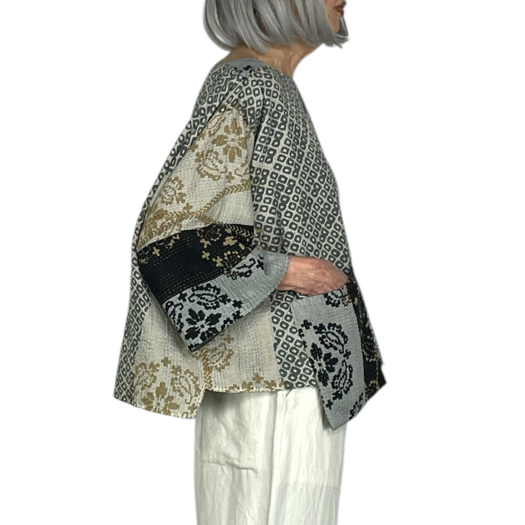 KIMONO PRINT/OMBRE MIO CROP TOP