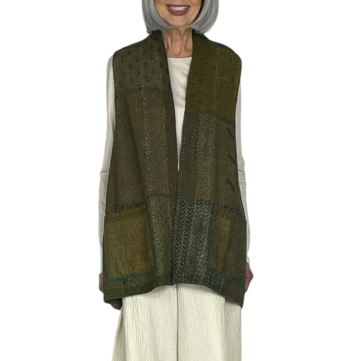  MUJI PATCH KIMONO VEST SHORT