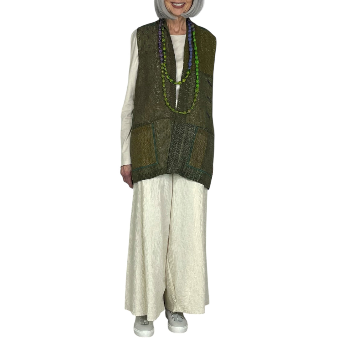 MUJI PATCH KIMONO VEST SHORT