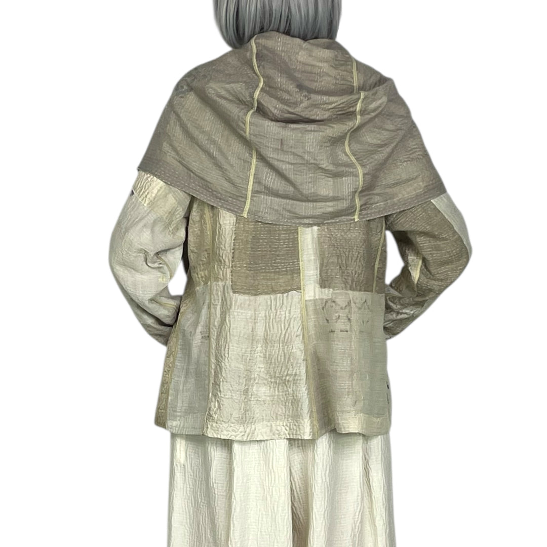 MOSAIC FRAY PATCH HOODED JACKET