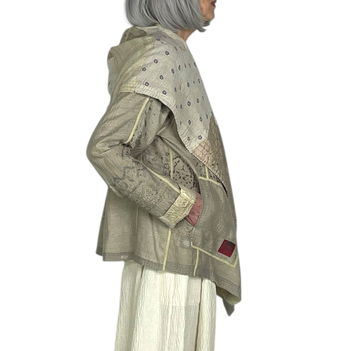 MOSAIC FRAY PATCH HOODED JACKET