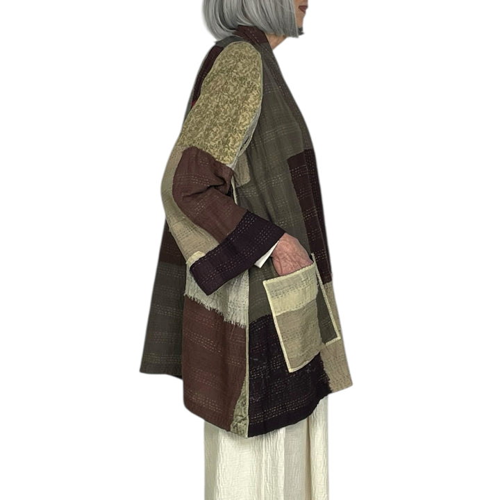 MOSAIC FRAY PATCH A-LINE JACKET