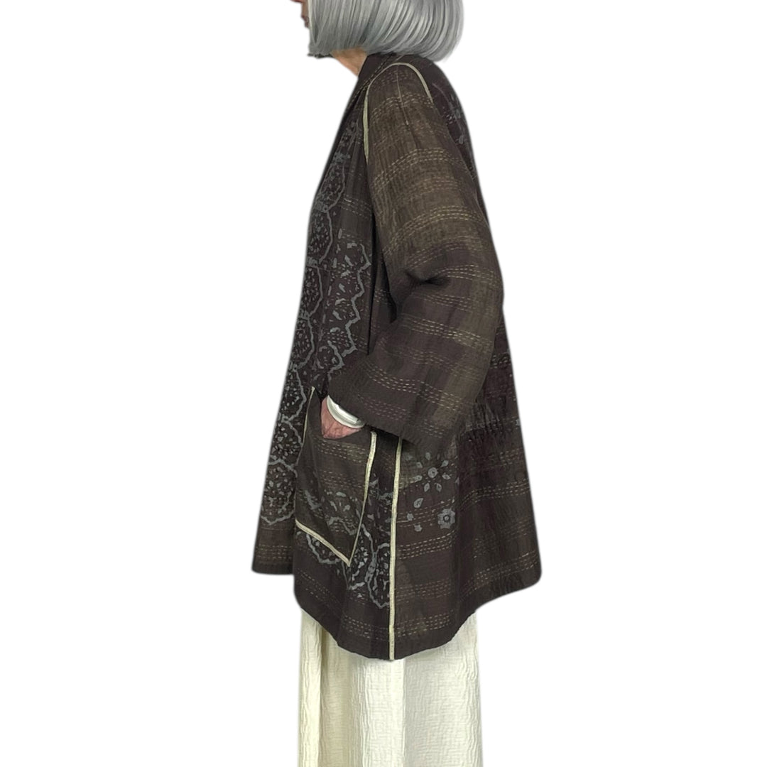 MOSAIC FRAY PATCH A-LINE JACKET