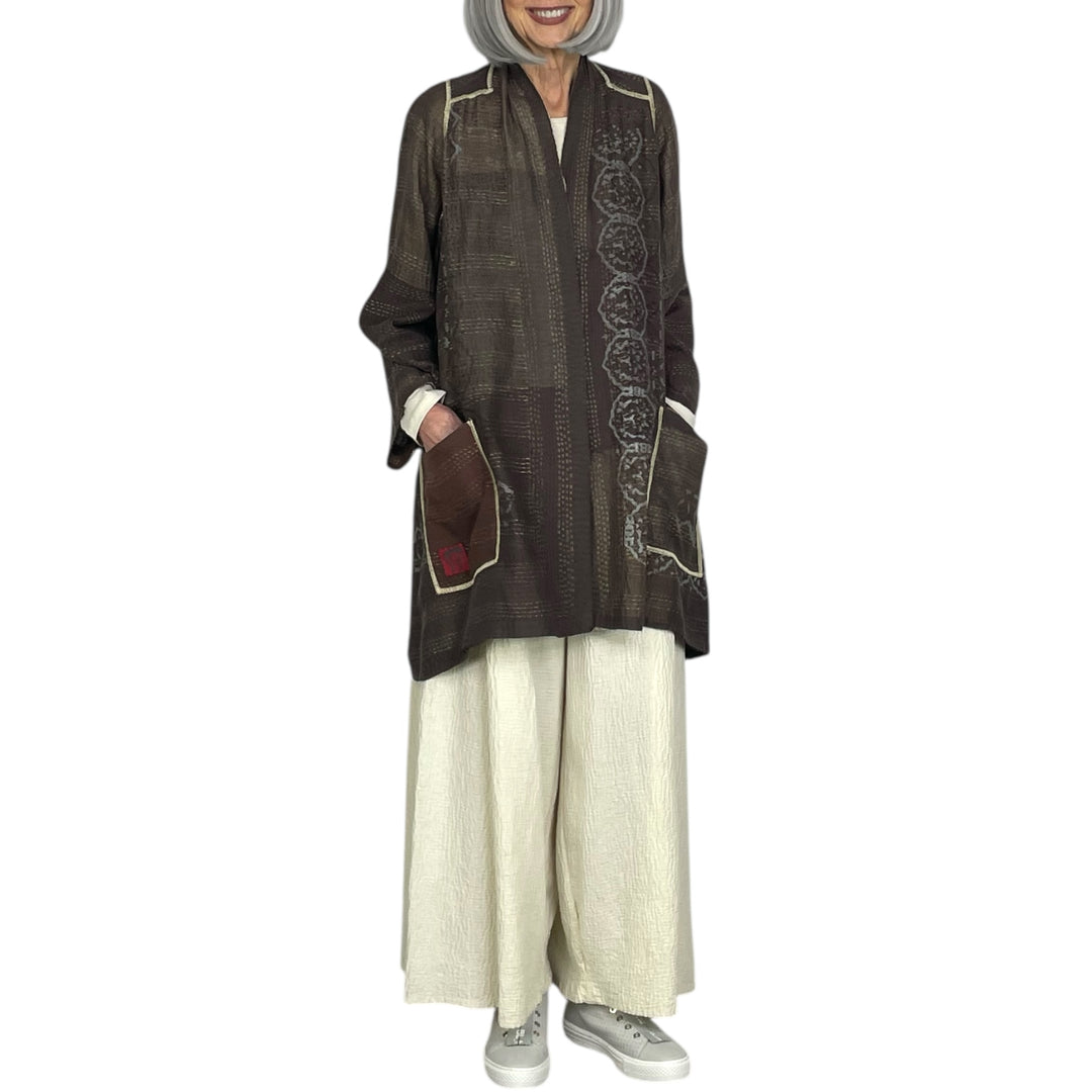 MOSAIC FRAY PATCH A-LINE JACKET