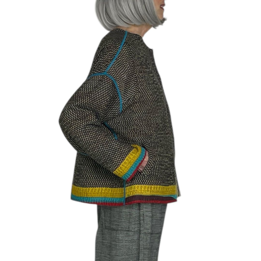 VINTAGE KANTHA CREW NECK SHORT JACKET