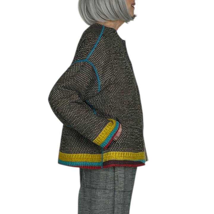 VINTAGE KANTHA CREW NECK SHORT JACKET