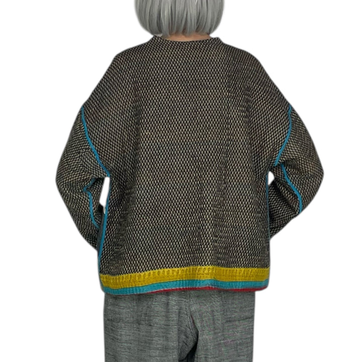 VINTAGE KANTHA CREW NECK SHORT JACKET