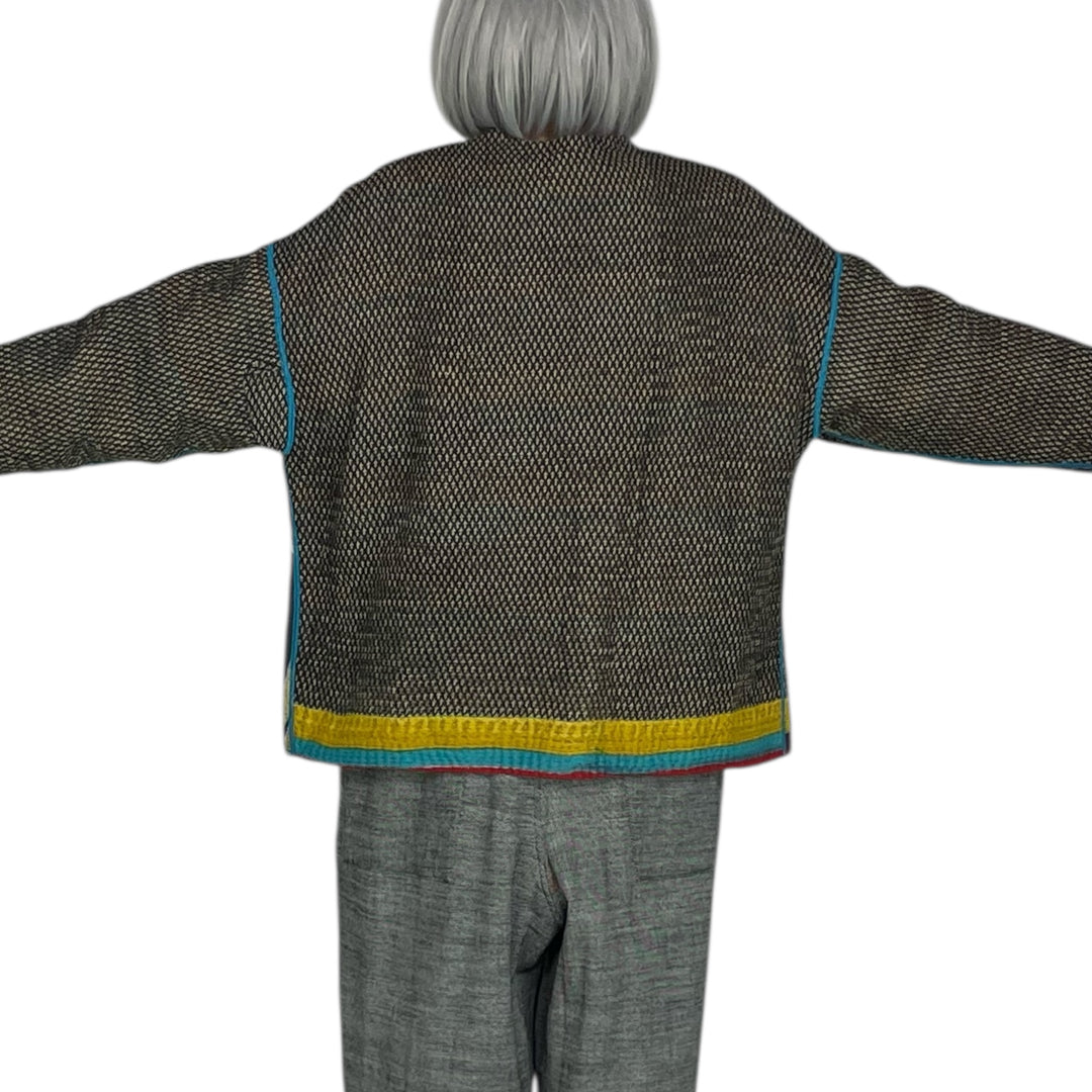 VINTAGE KANTHA CREW NECK SHORT JACKET