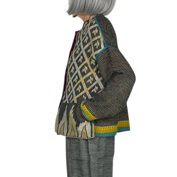 VINTAGE KANTHA CREW NECK SHORT JACKET