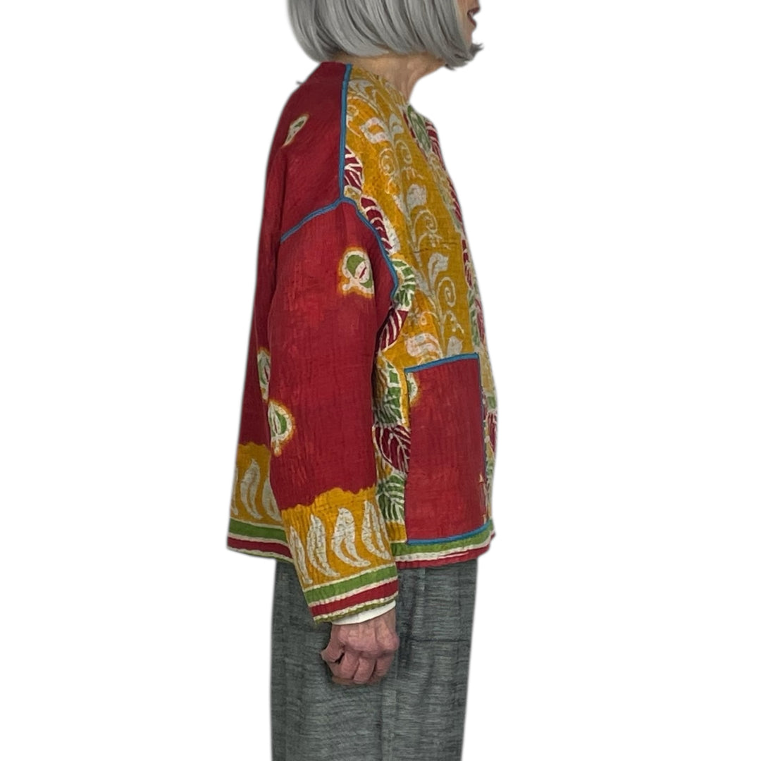 VINTAGE KANTHA CREW NECK SHORT JACKET
