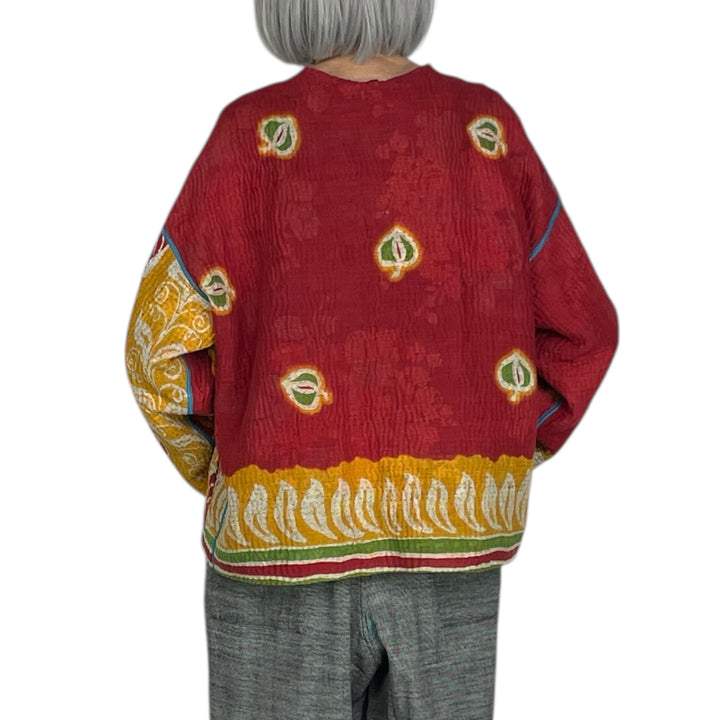 VINTAGE KANTHA CREW NECK SHORT JACKET